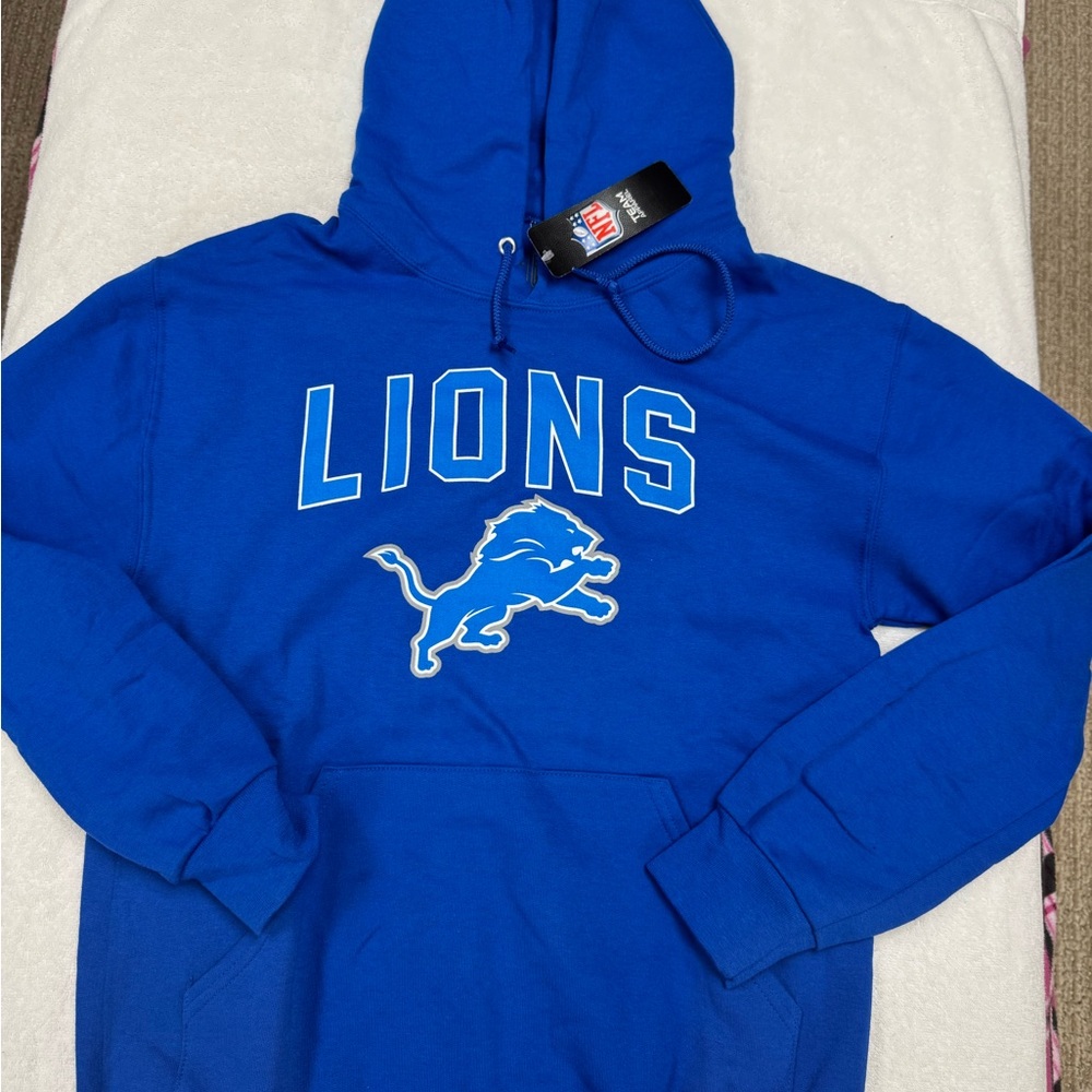 NFL Detroit Lions Men's Medium Royal Blue Pullover Hoodie Sweatshirt